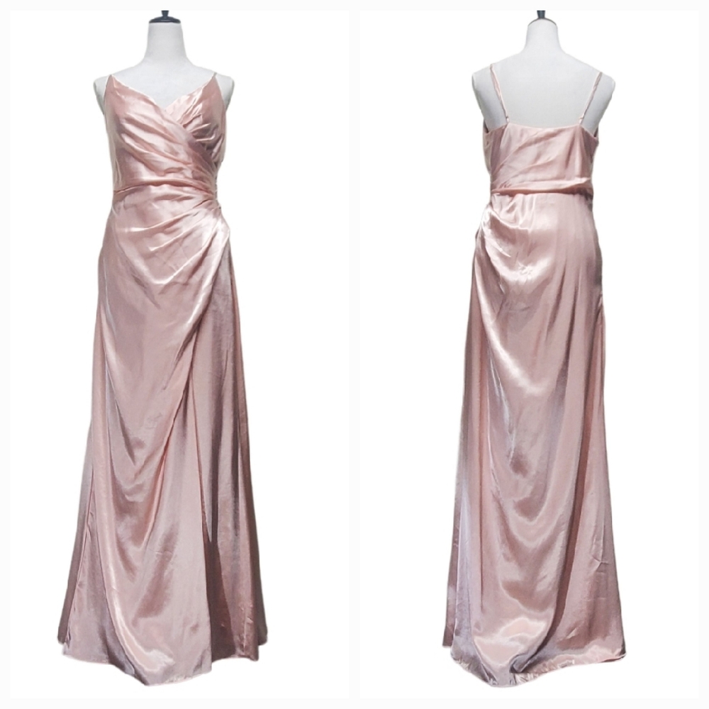 Galina Signature David's Bridal Soft Petal Pink Long Sheath Dress Size 10